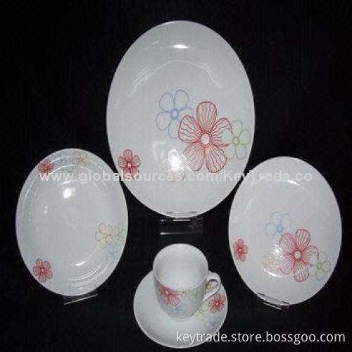 Fine Porcelain 20-piece Dinner Set in Rim-shape with Decal, Customized Designs Welcomed